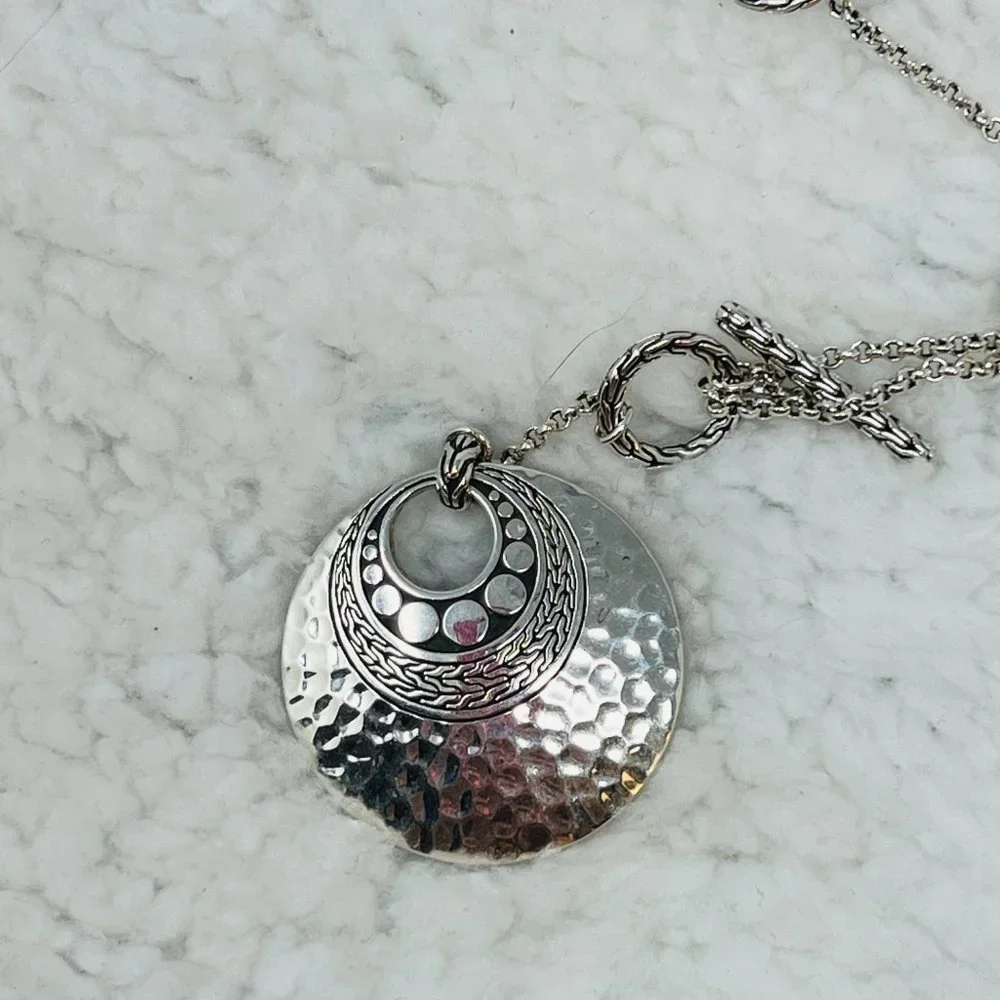 NWT JOHN HARDY STERLING SILVER DOT HAMMERED SAUTOIR NECKLACE - Picture 2 of 4